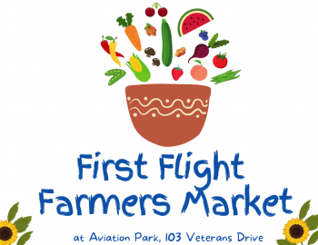 Flyer for farmer's market illustrated basket of veg