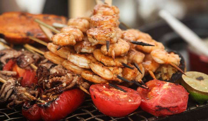 seafood on grill 