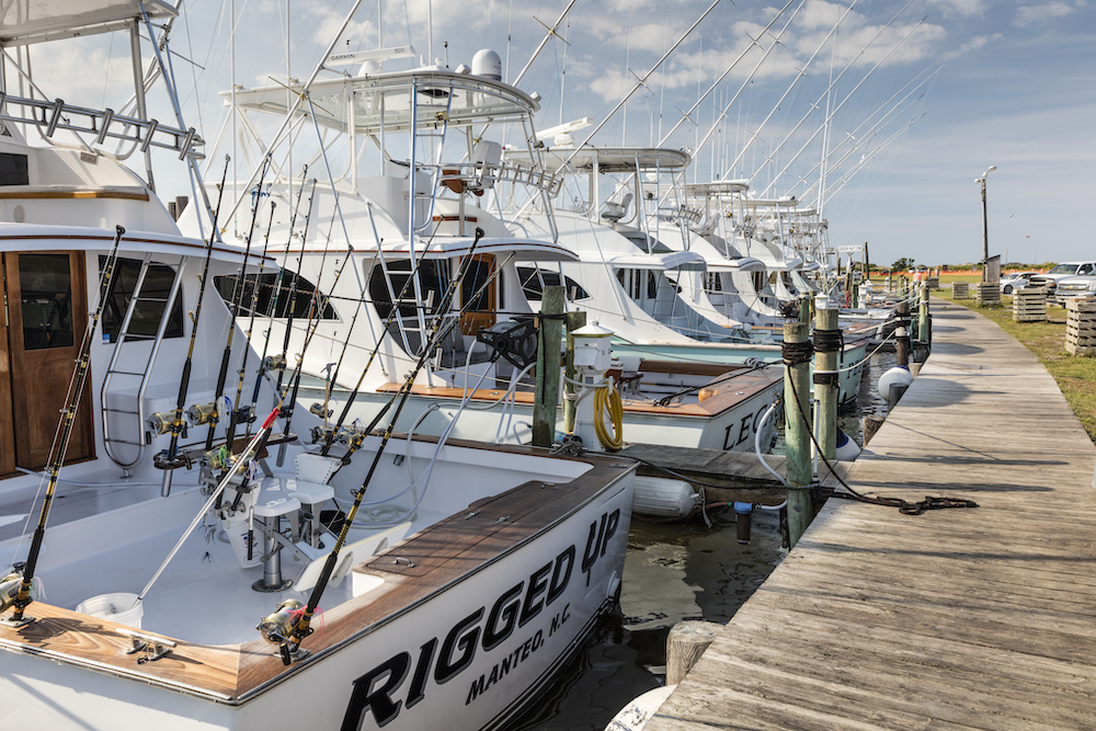 docked fishing boats in the Outer Banks