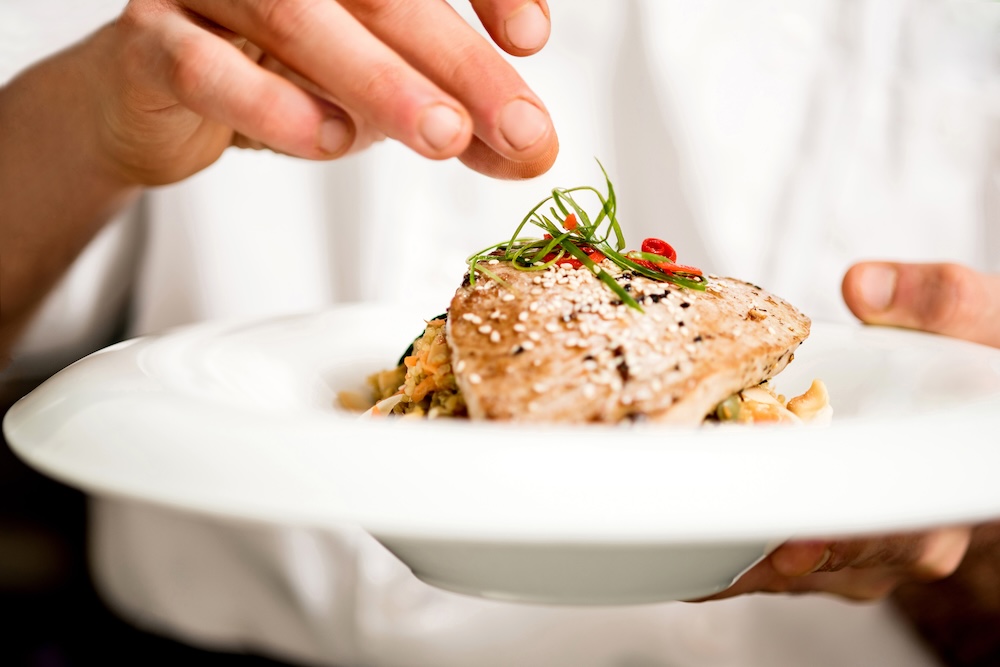 Chef preparing seafood lunch