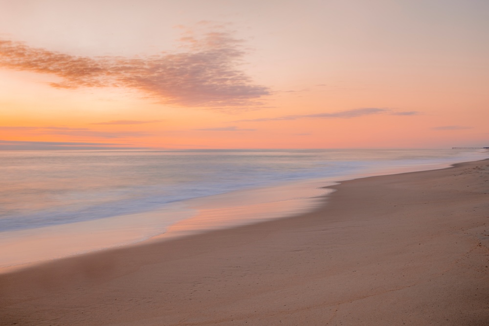 A remote section of Nags Head beach at sunrise